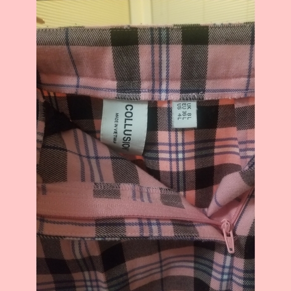 Pink plaid high waisted pants - Picture 2 of 3